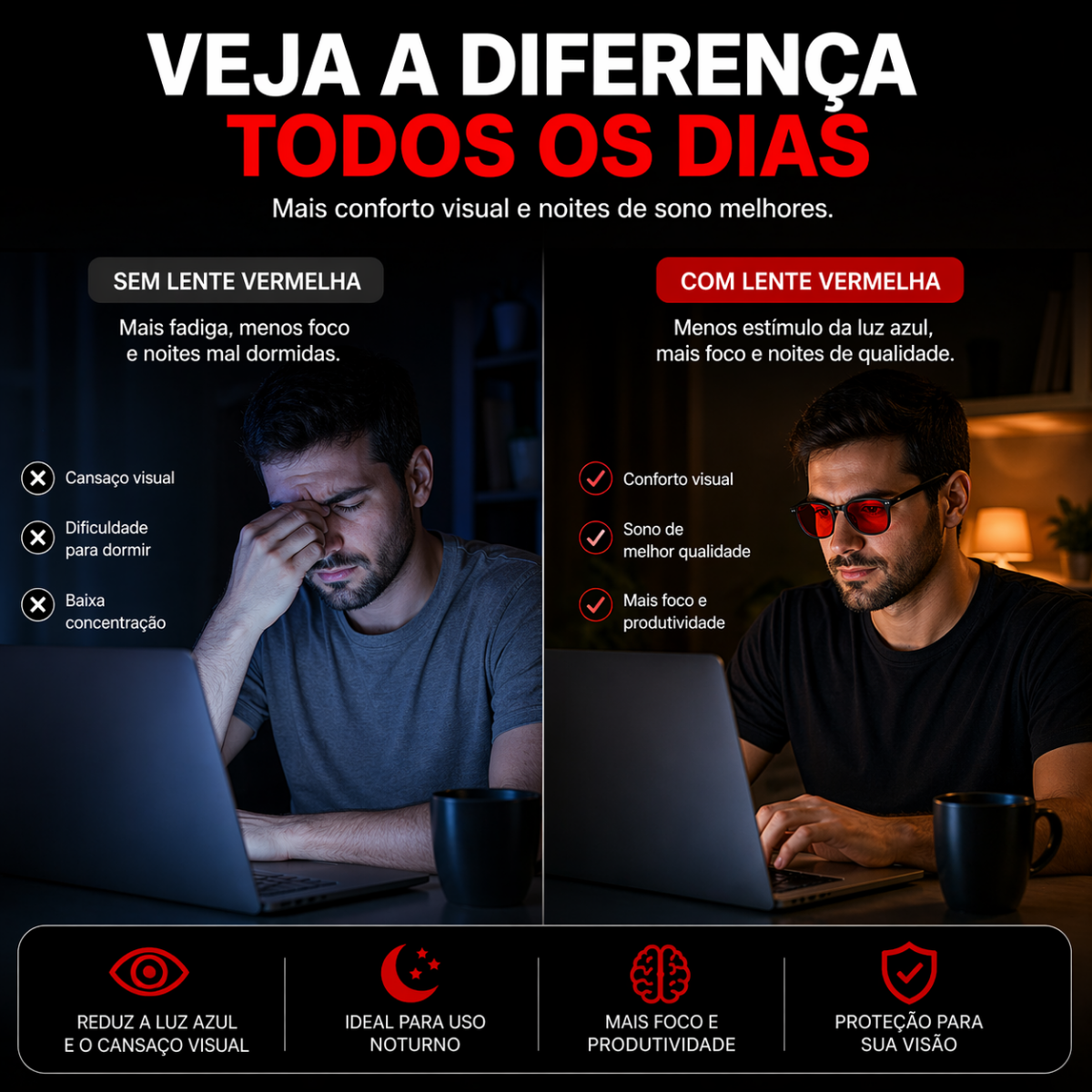 Óculos NeuroDark Platão Lente Vermalha