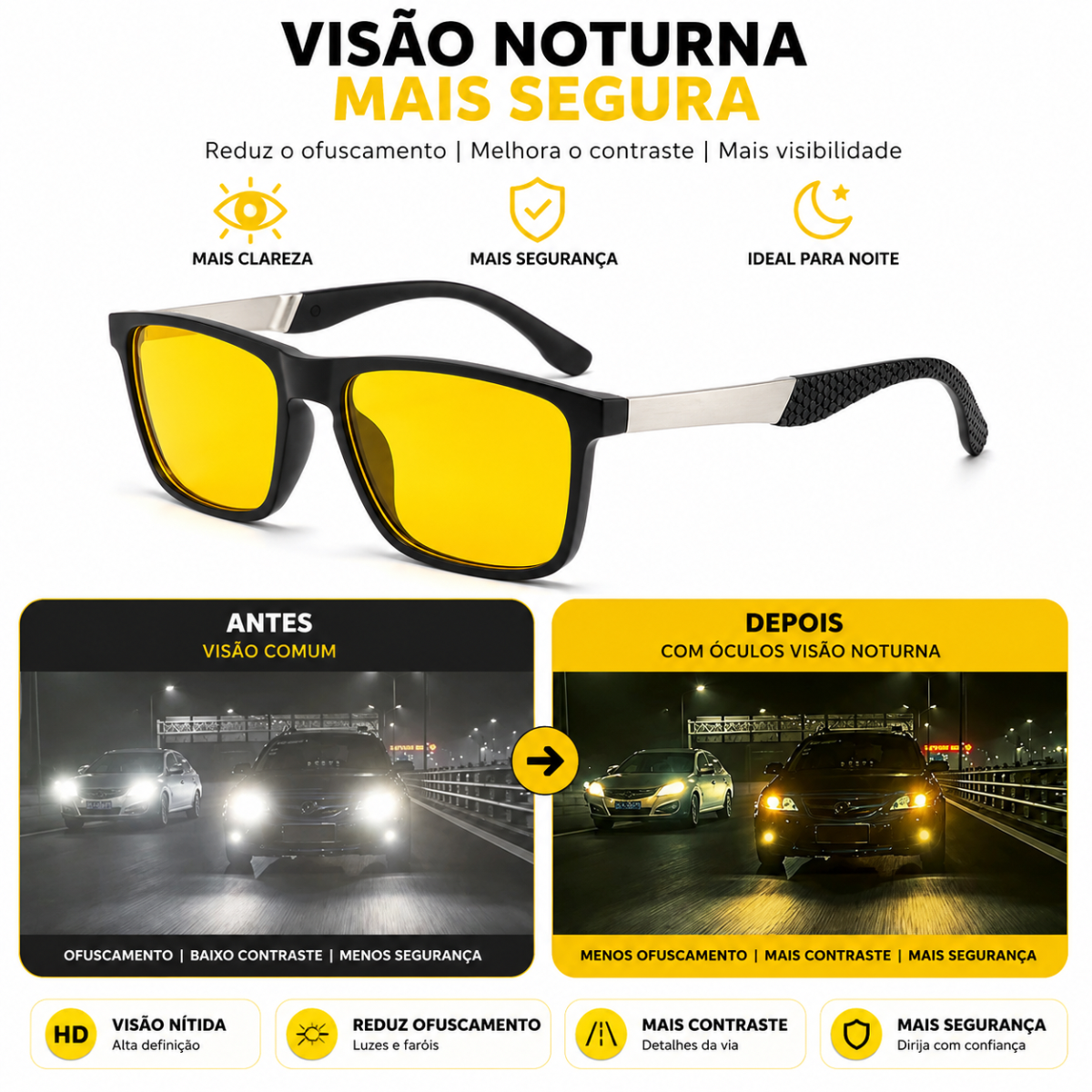 Óculos Bloqueador de Luz Azul Lente Amarela Polarizada Neurodark