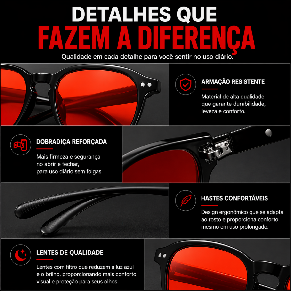 Óculos NeuroDark Platão Lente Vermalha